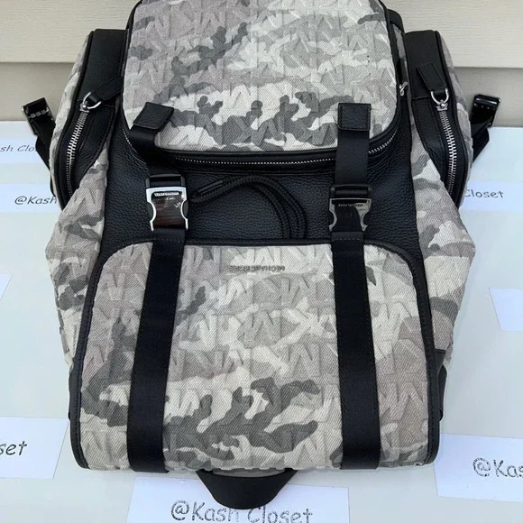 Michael Kors Backpack Cooper Logo Denim Backpack Utility Rucksack Black
